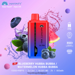 Hayati Pro Ultra jetable 15000 bouffées - Hayati Vape Near Me Hubba bubba aux bleuets/hubba bubba à la pastèque FXT8LR217